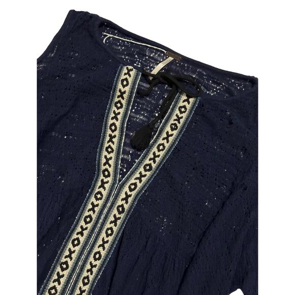 Free People Love Flowers Tunic Dress Small Asymmetrical Boho Lagenlook Crochet - Picture 5 of 15